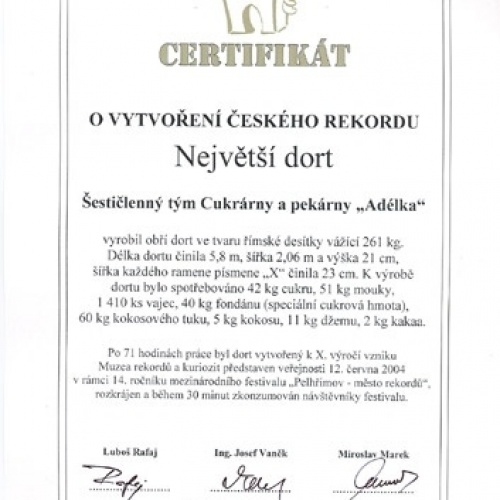 Certifikát Dort dárek